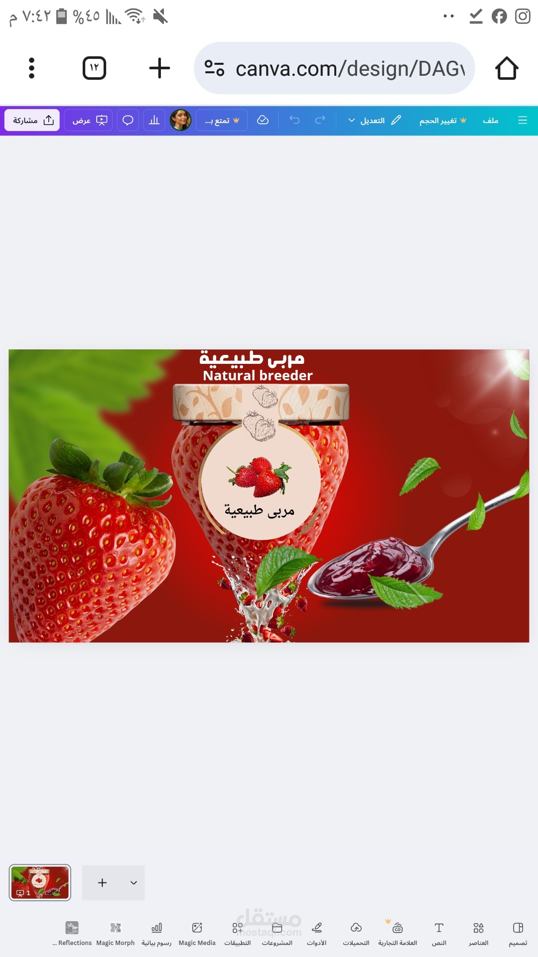 تصميم احترافي لإعلان على تطبيق canva.