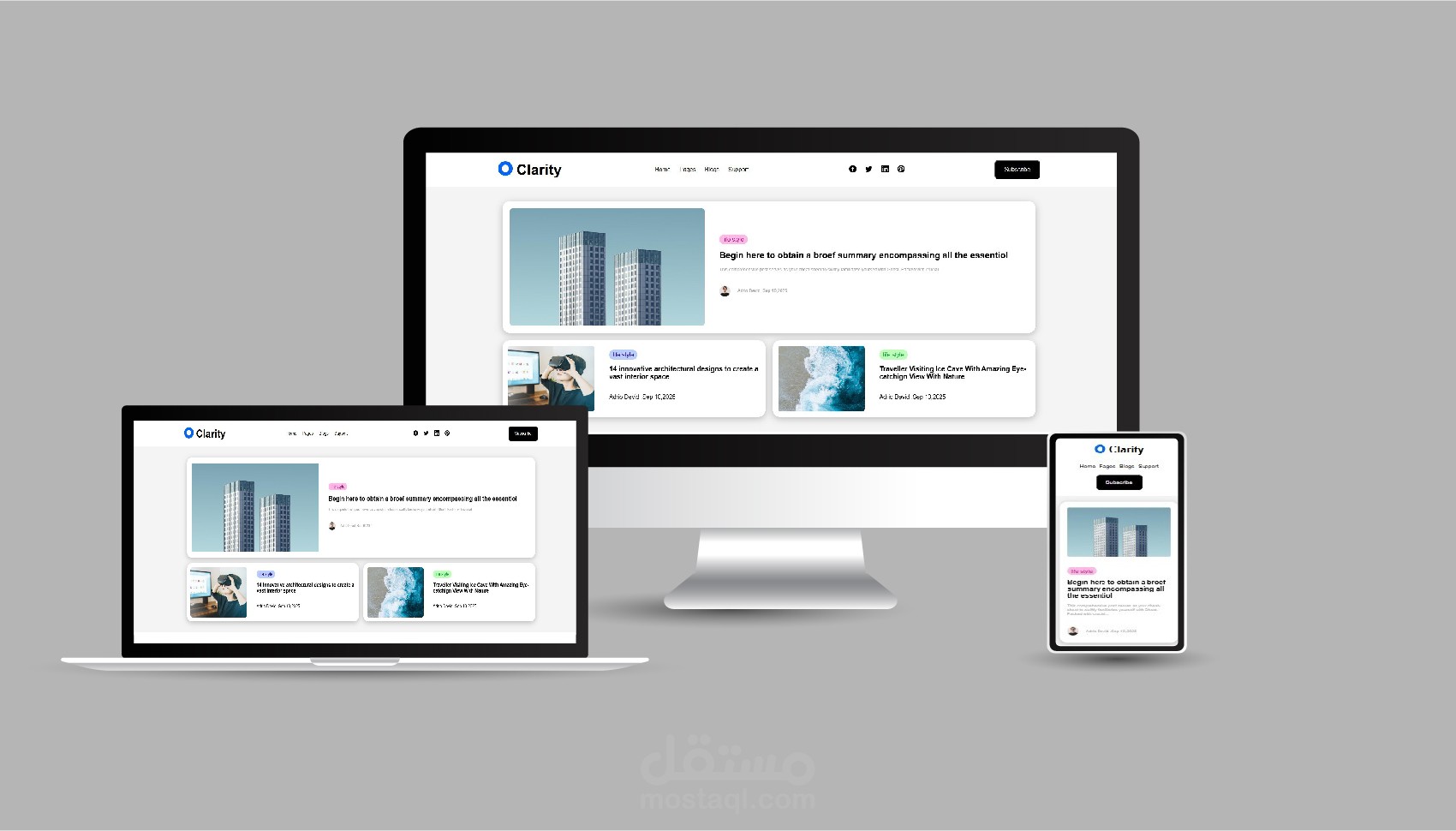 Clarity landing page