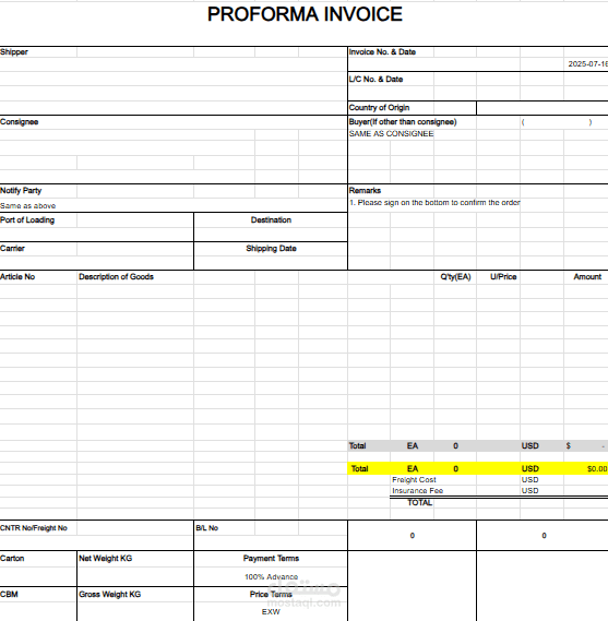 It is a simplified design for an order invoice
