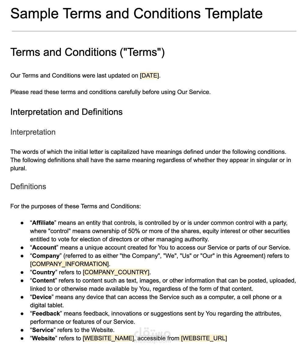 ترجمه Terms and Conditions