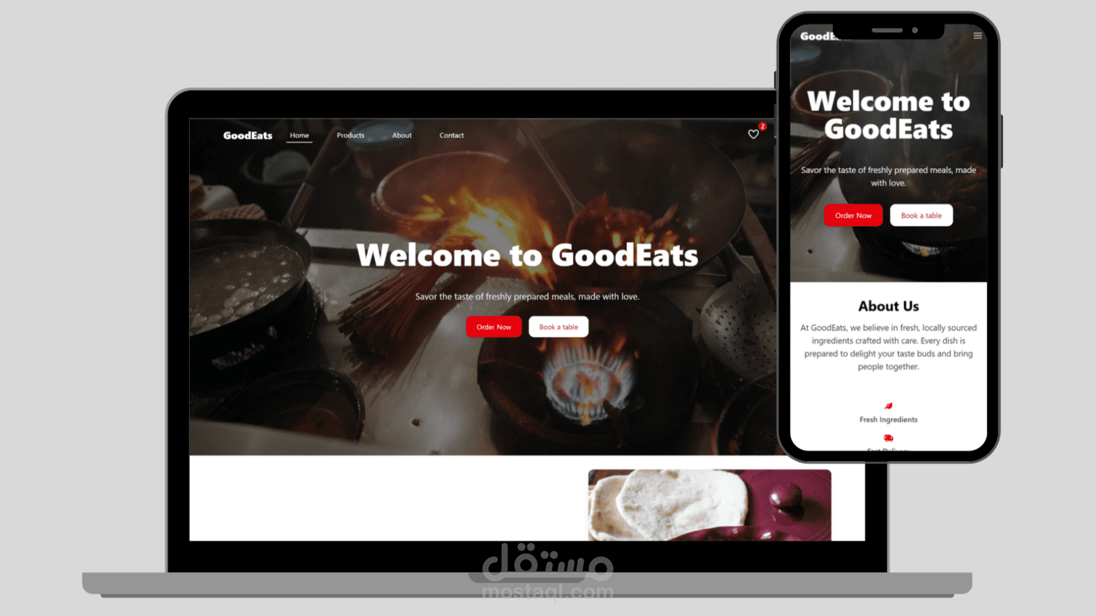 GoodEats موقع وصفات طعام تفاعلي باستخدام React.