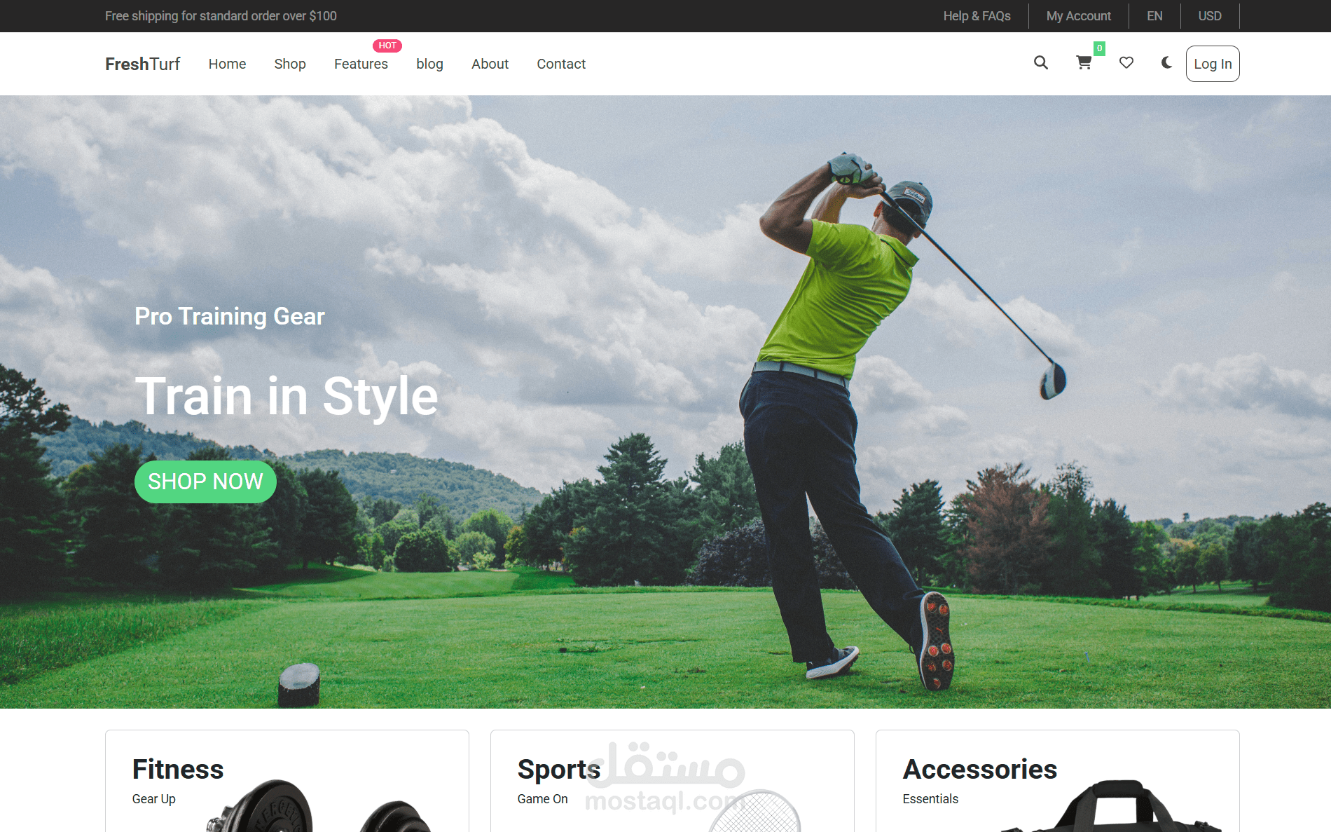 تطوير موقع Fresh Turf لبيع الأدوات الرياضية