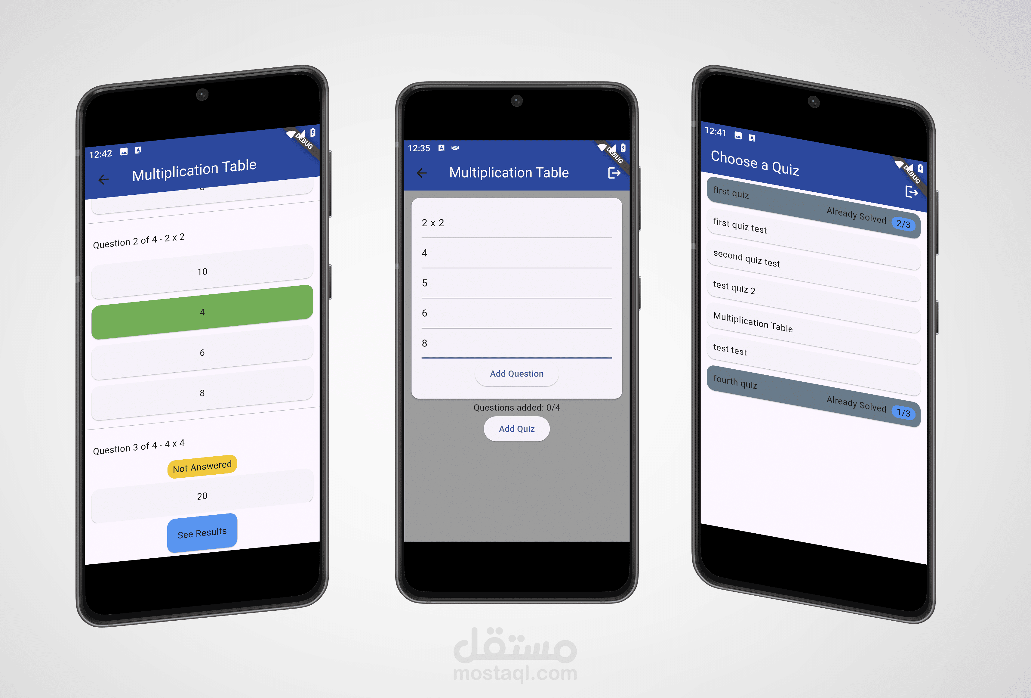 تطبيق اختبارات تفاعلي باستخدام Flutter و Firebase