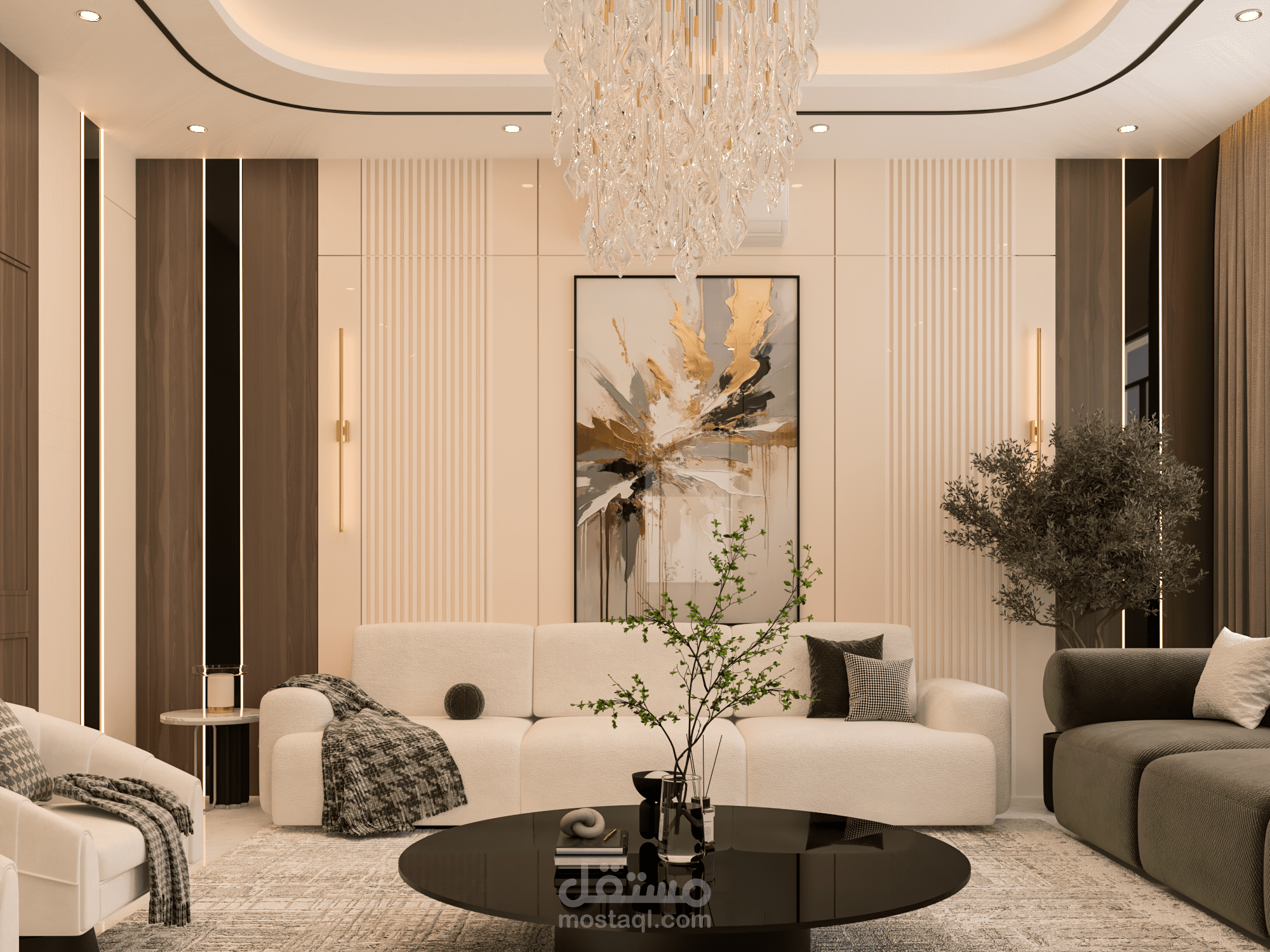 تصميم غرفة معيشة فاخرة بطابع مودرن راقي