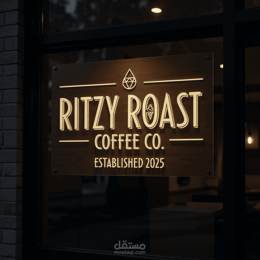Vintage Art Deco Logo for Ritzy Roast Coffee Co.: Gold & Black Luxury Branding