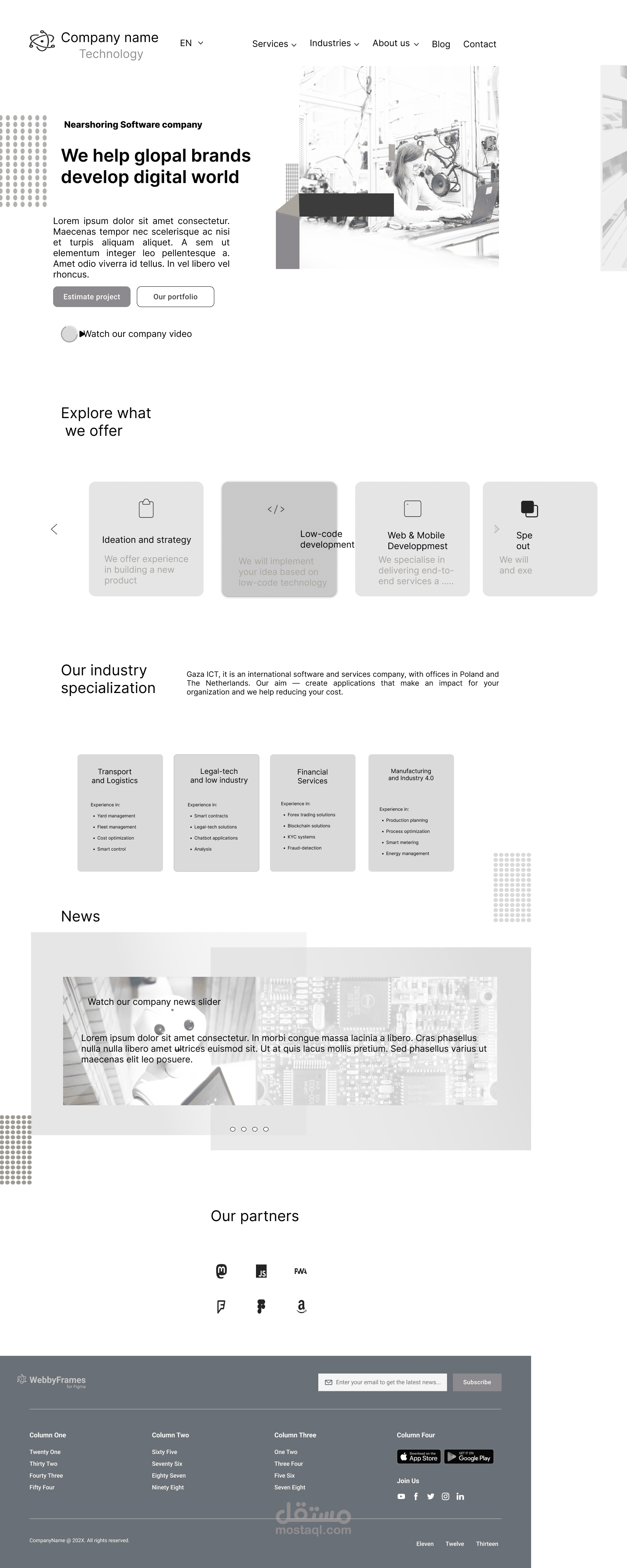 تصميم صفحه تعريفيه لشركه ناشئه بمجال البرمجيات