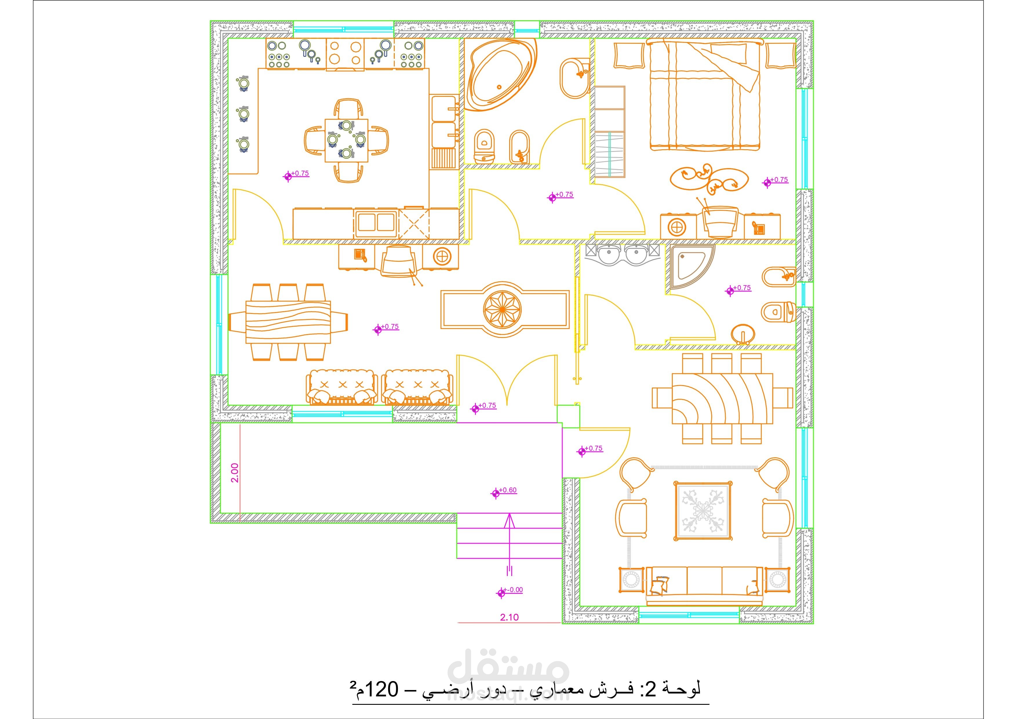 فرش داخلي – مشروع سكني – AutoCAD