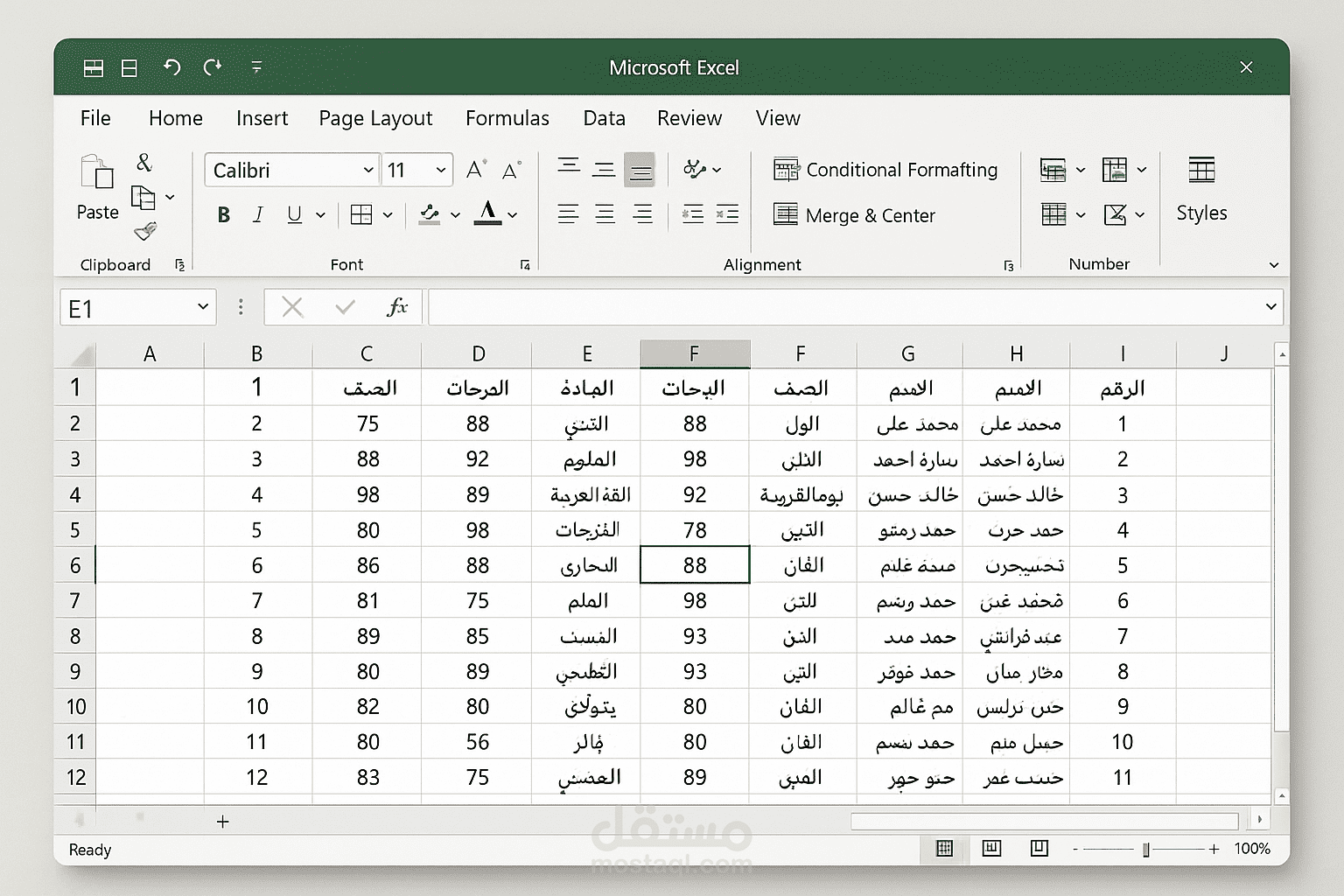 إعداد وتنظيم بيانات – نموذج عملي على برنامج Excelأو  دارة بيانات وتنسيق جداول – عمل تجريبي من خبرتي