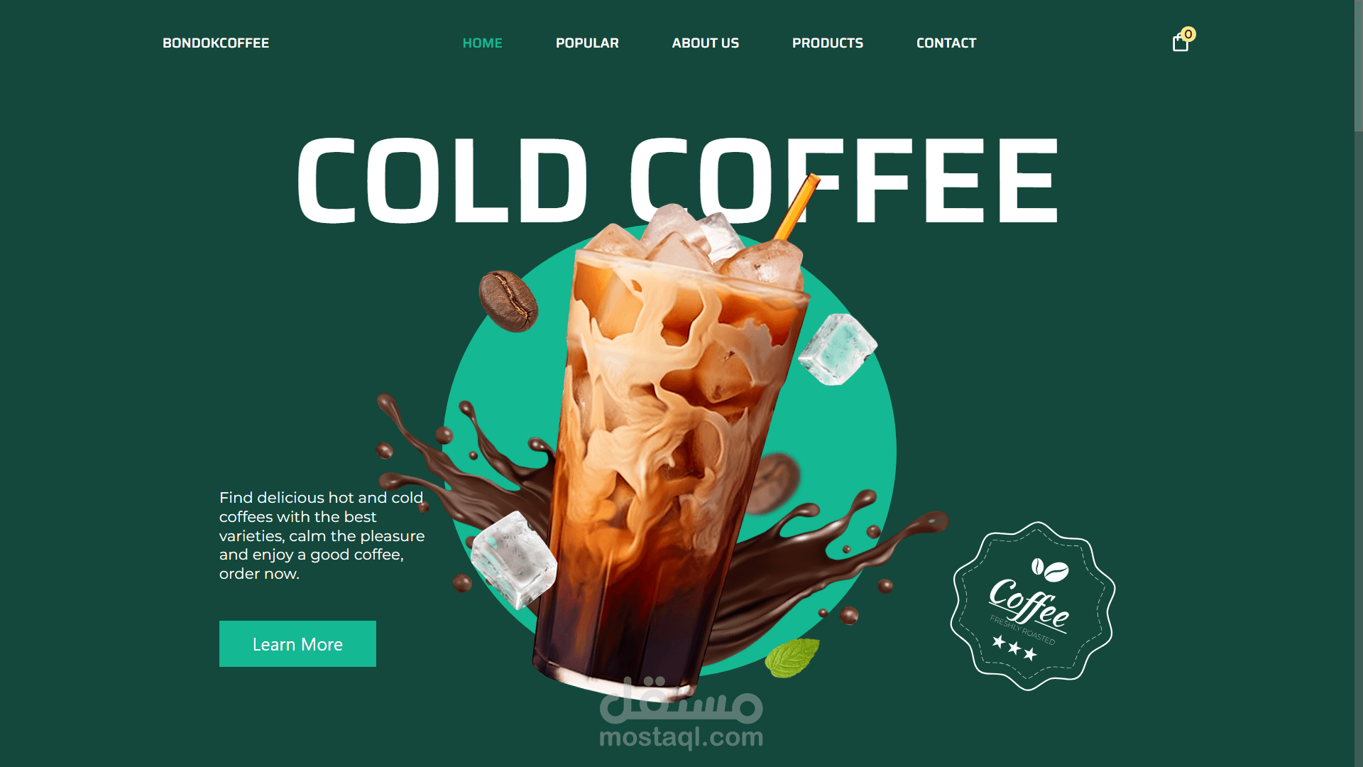 موقع BONDOKCOFFEE للقهوة المثلجة (React.js)