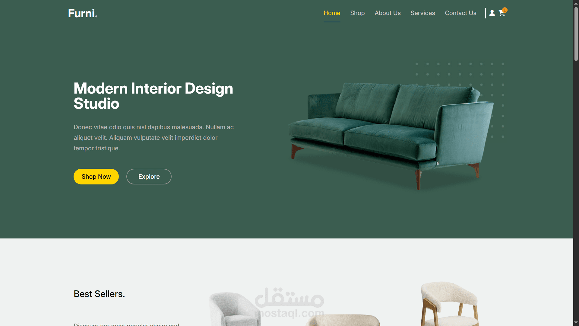 موقع Furniture من تصميم Figma بستخدام (React.js)