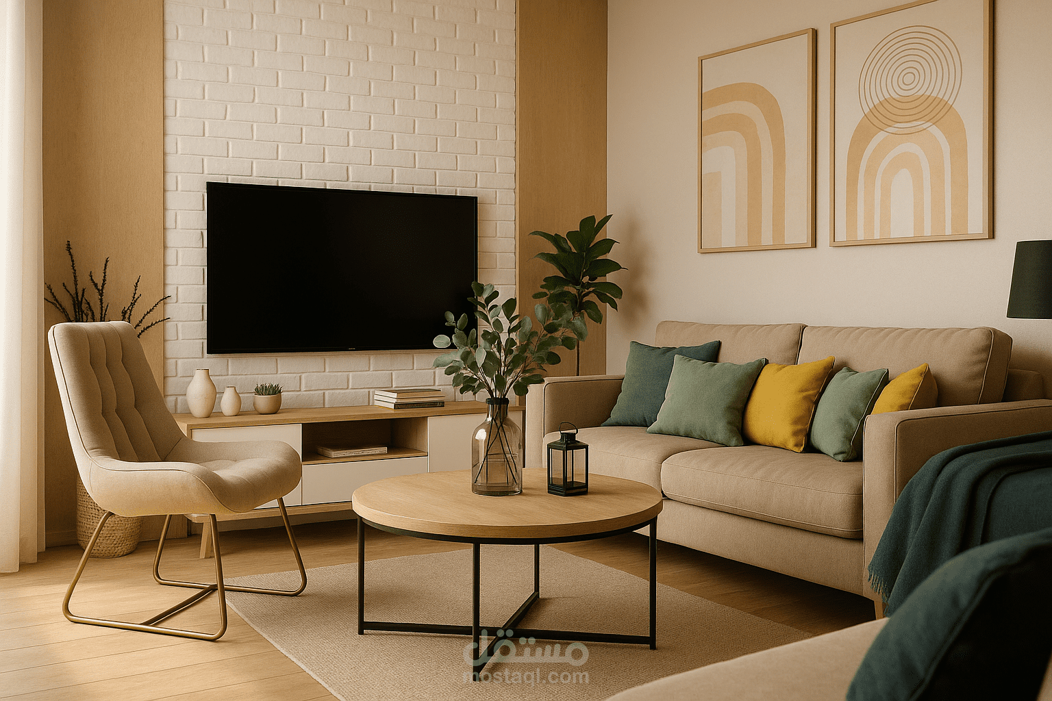 تصميم ثلاثي الأبعاد لشقة صغيرة