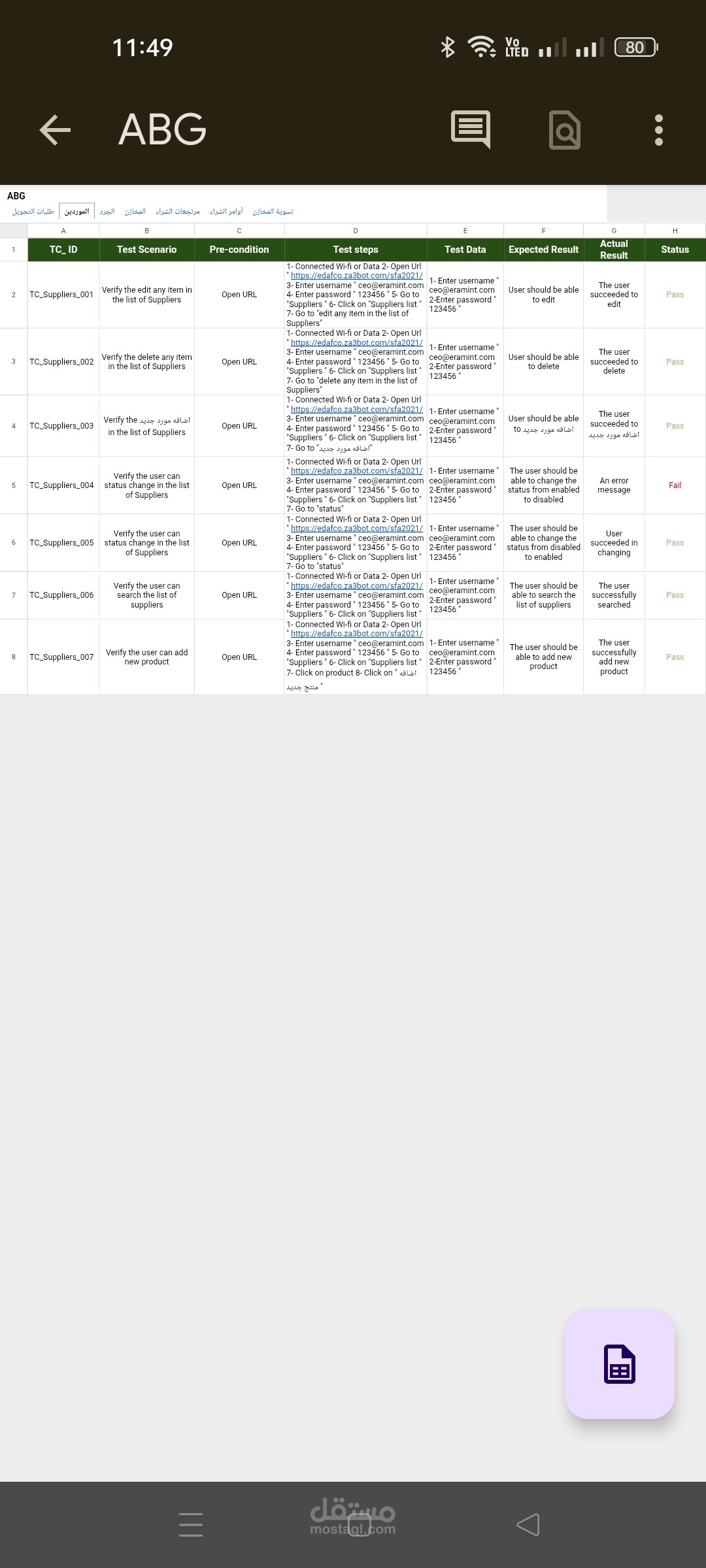 Test cases