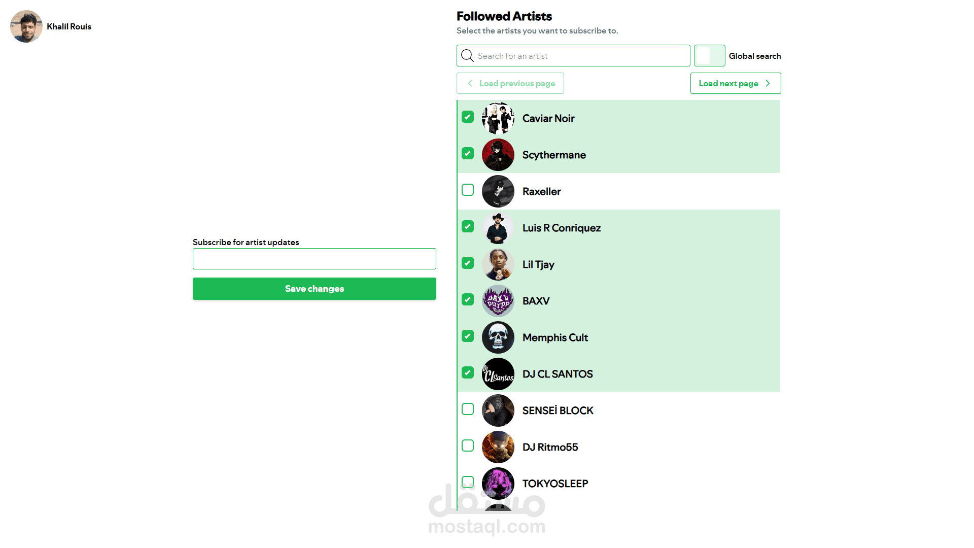 Spotify Follow List