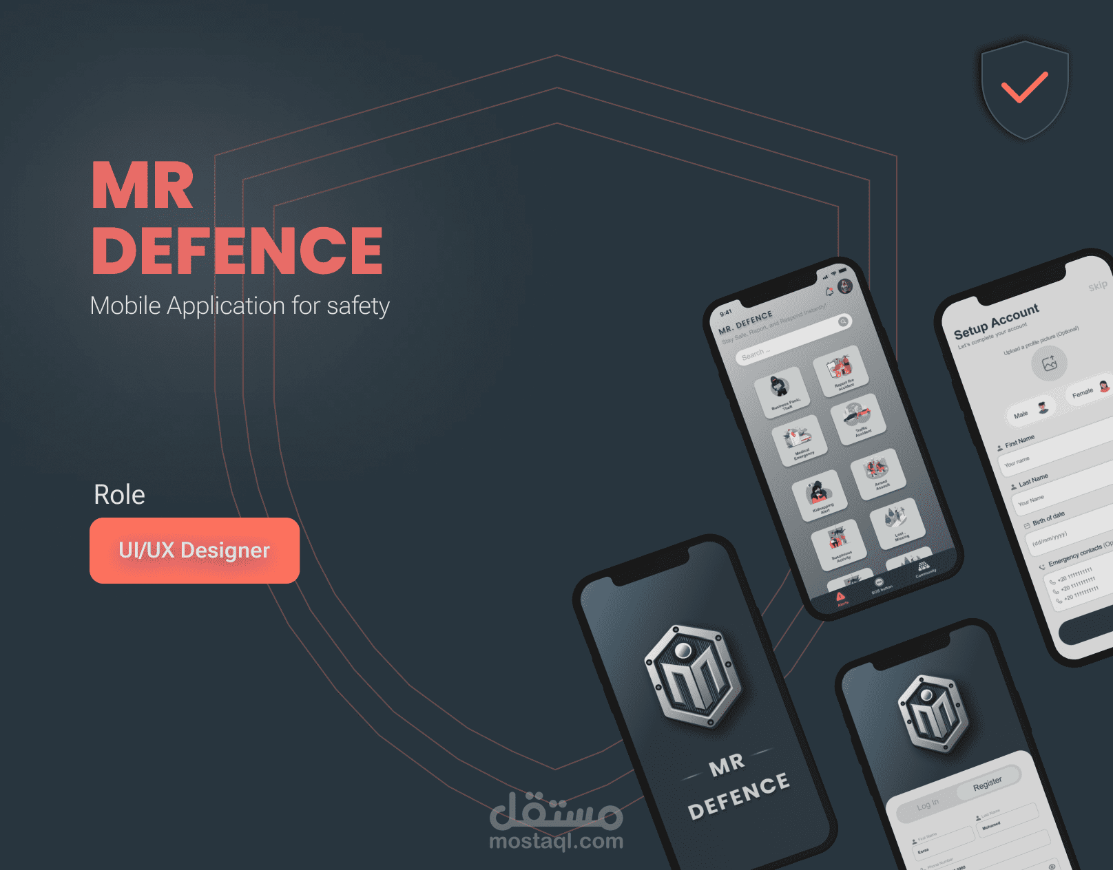 تطبيق "Mr Defence" – تصميم واجهات وتجربة مستخدم (UI/UX)