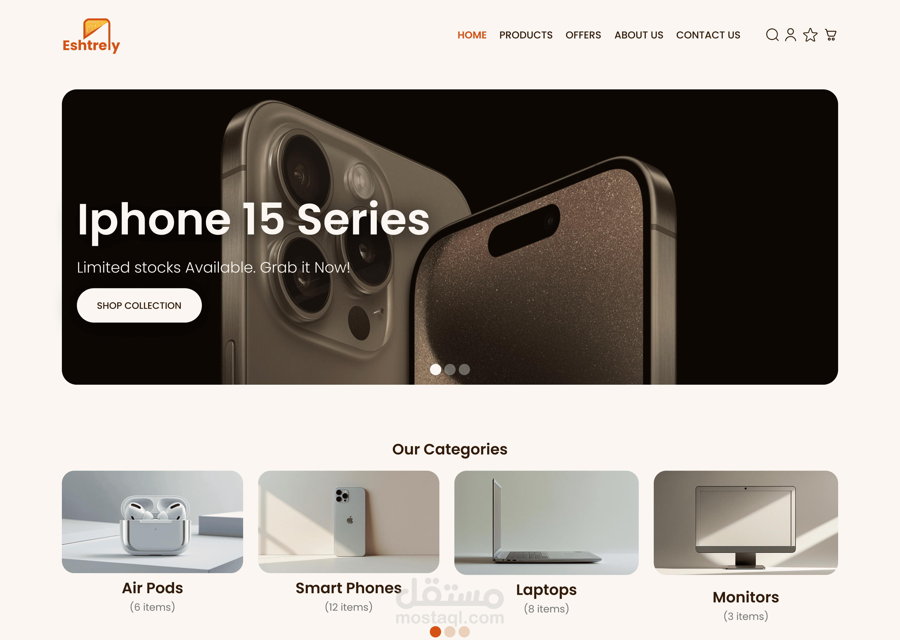 موقع "Eshtrely" – تصميم واجهات وتجربة مستخدم (UI/UX)