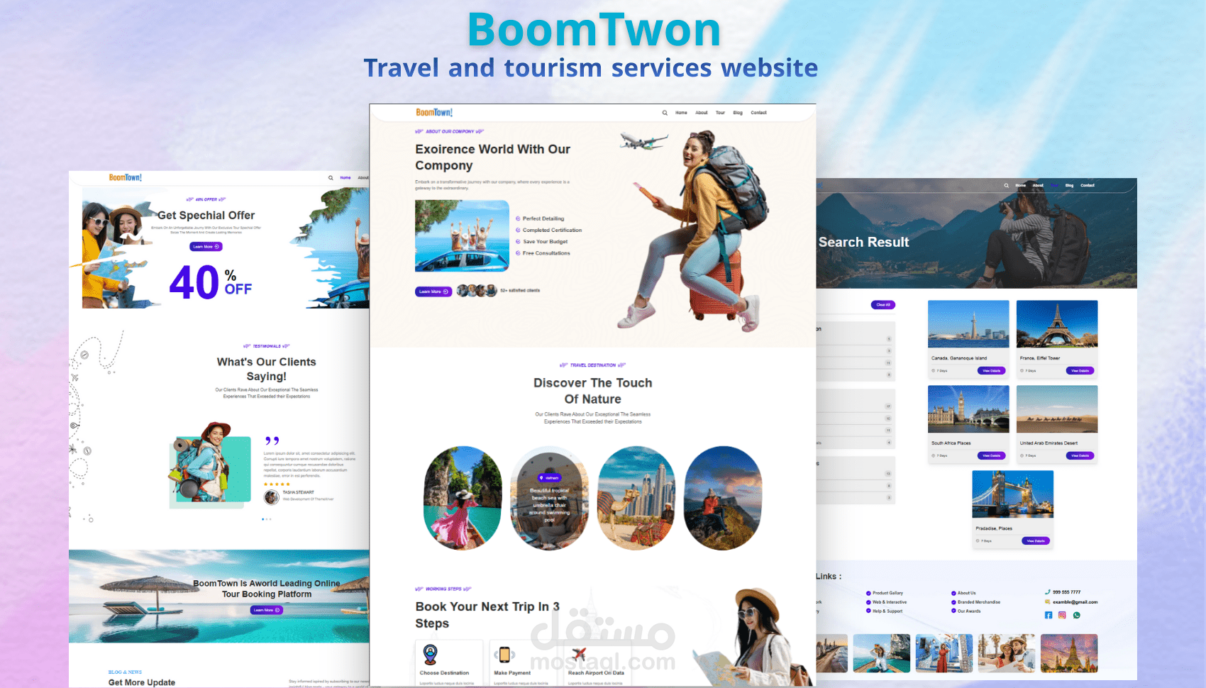 BoomTown – موقع سياحي لخدمات الرحلات (Next.js + Tailwind CSS)