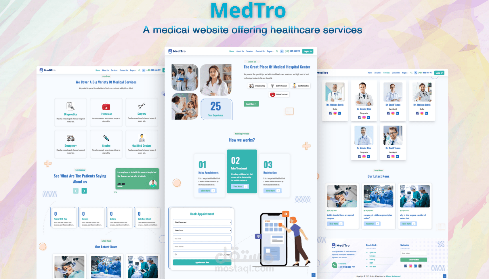 MedTro – موقع طبي للخدمات الصحية (React.js + Tailwind CSS)