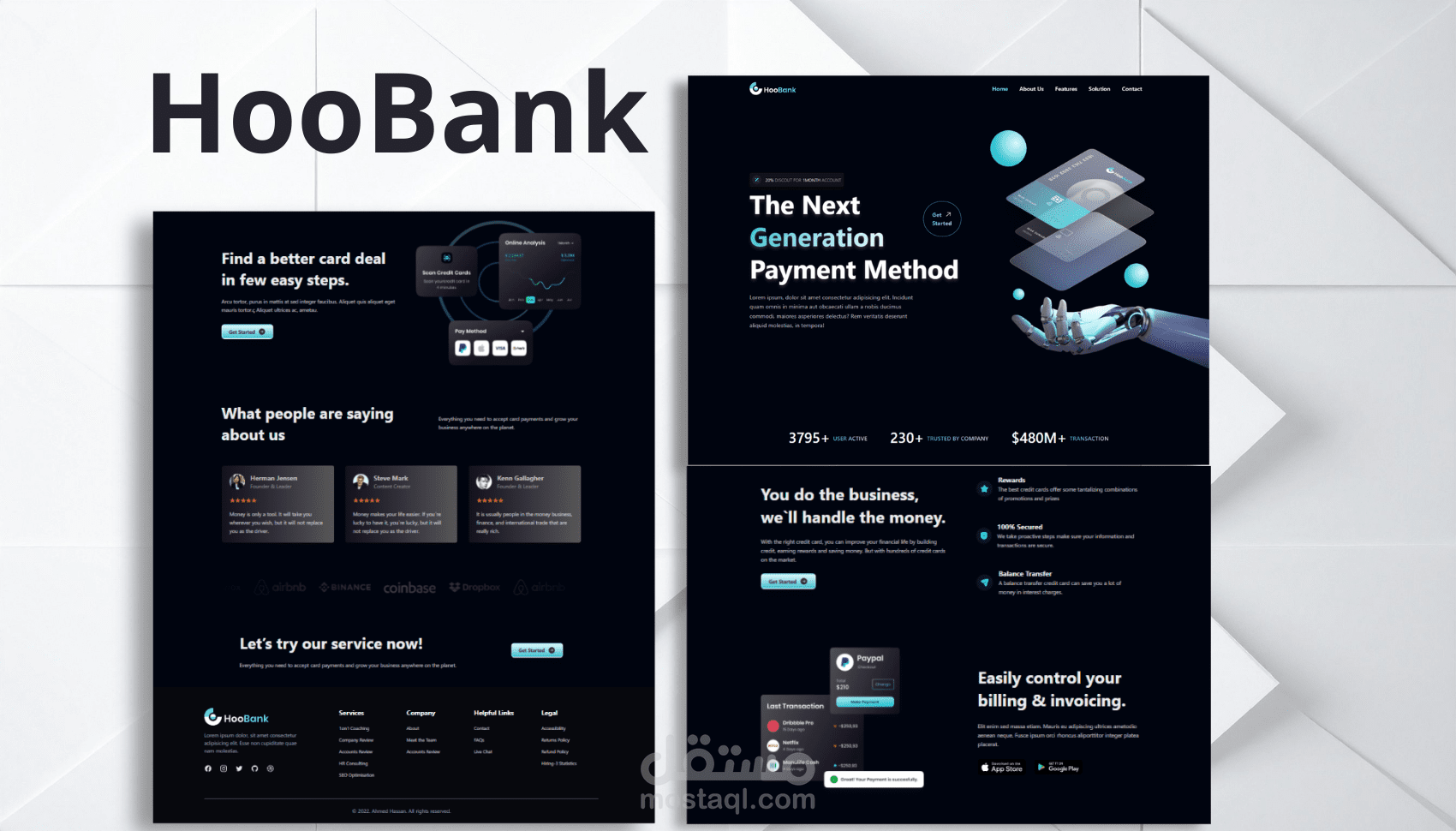 HooBank - موقع خدمات بنكية و تحويلات ( Next.JS & Tailwind CSS )