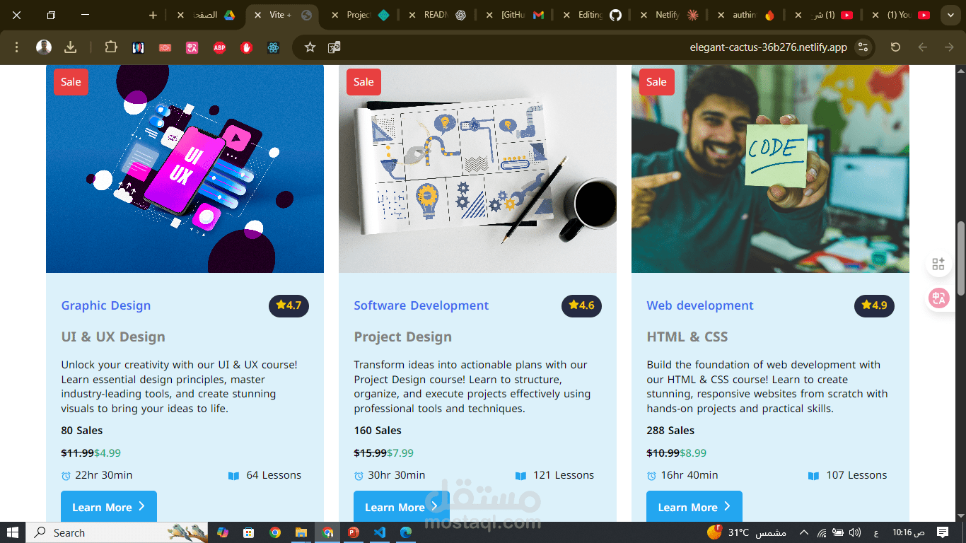 education and courses website-react