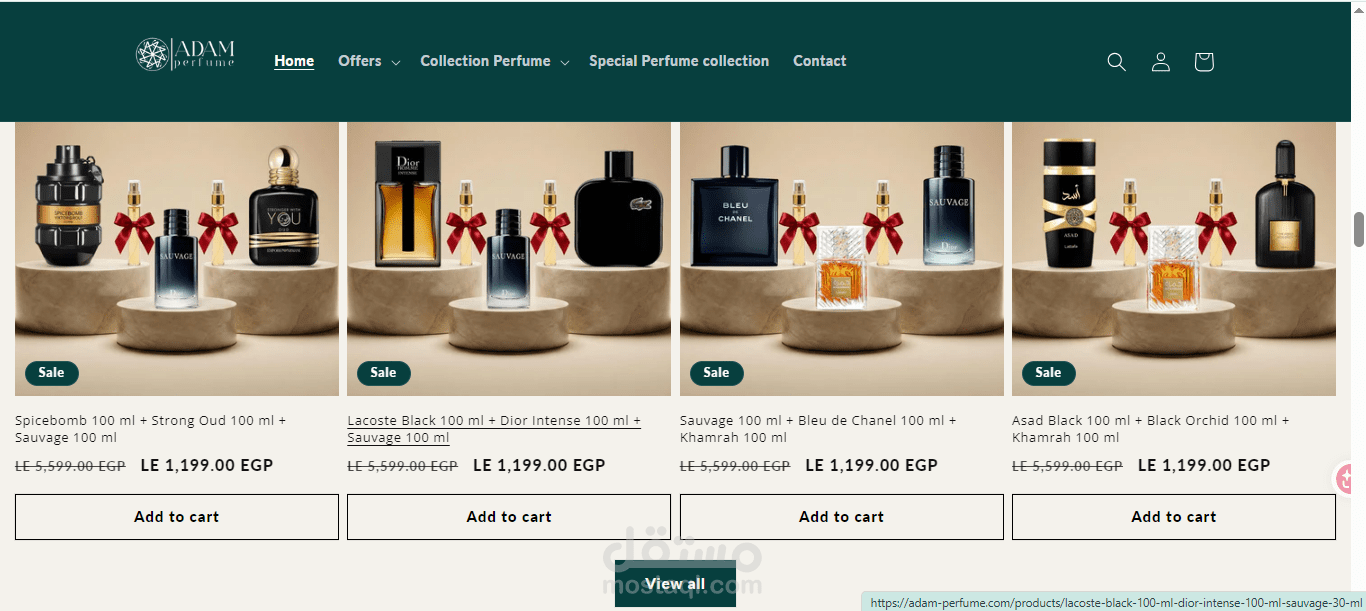 shopify store | Adam Perfume E-commerce Store Development