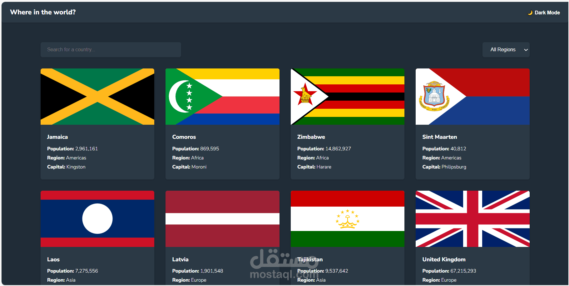 REST Countries API Explorer