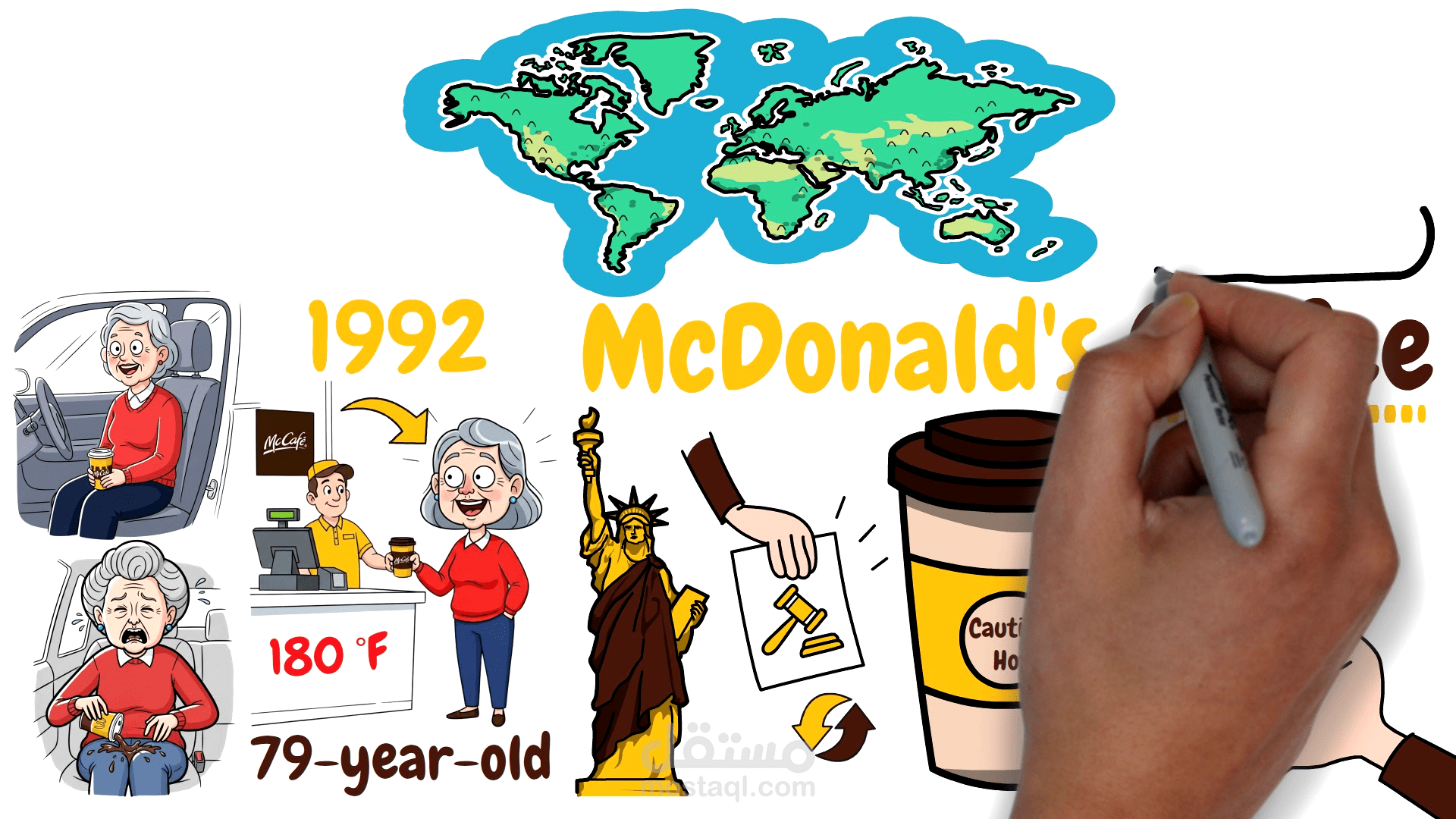 فيديو سبورة بيضاء Whiteboard animation لقناة يوتيوب أجنبية بعنوان "The Dumbest Lawsuits That Created the Craziest Warning Labels"