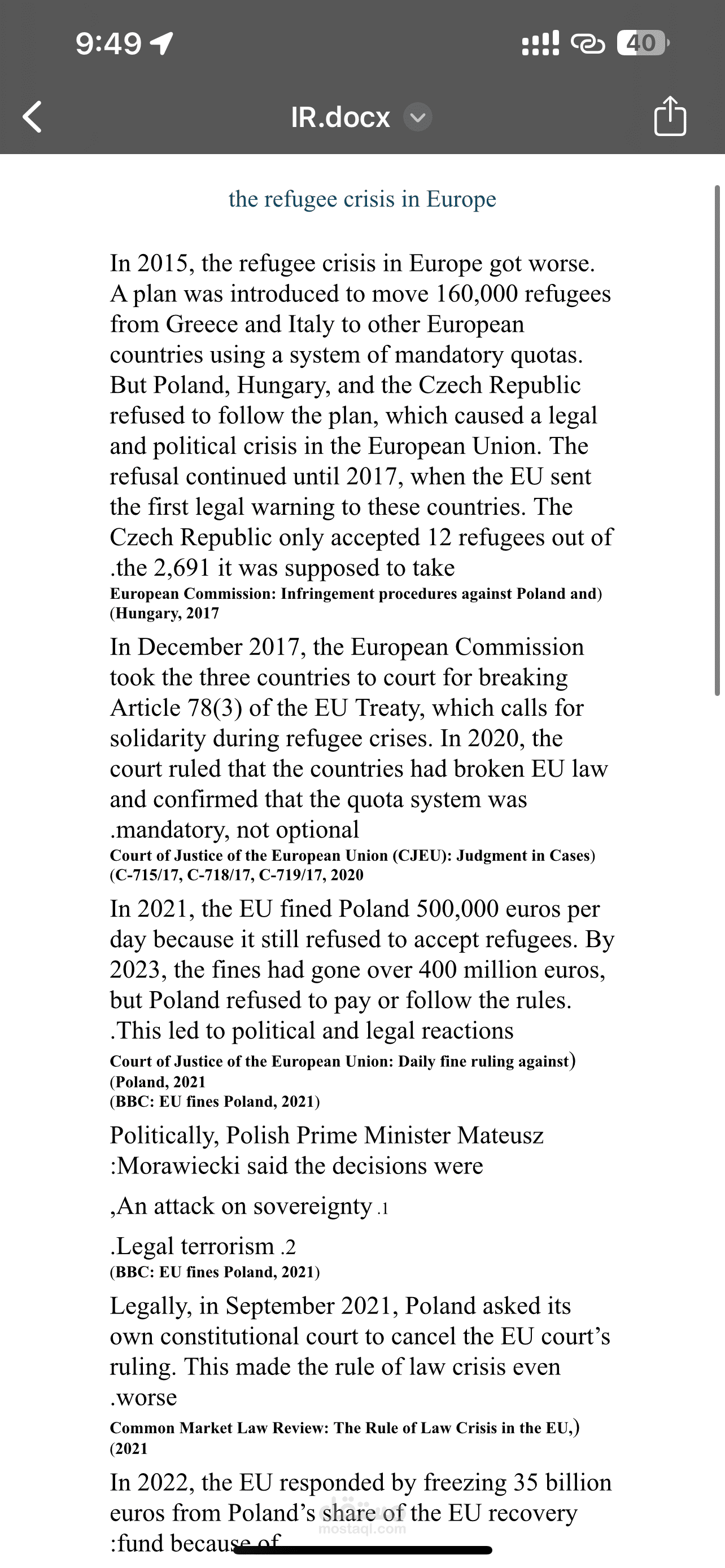 The refugee crisis in Europe