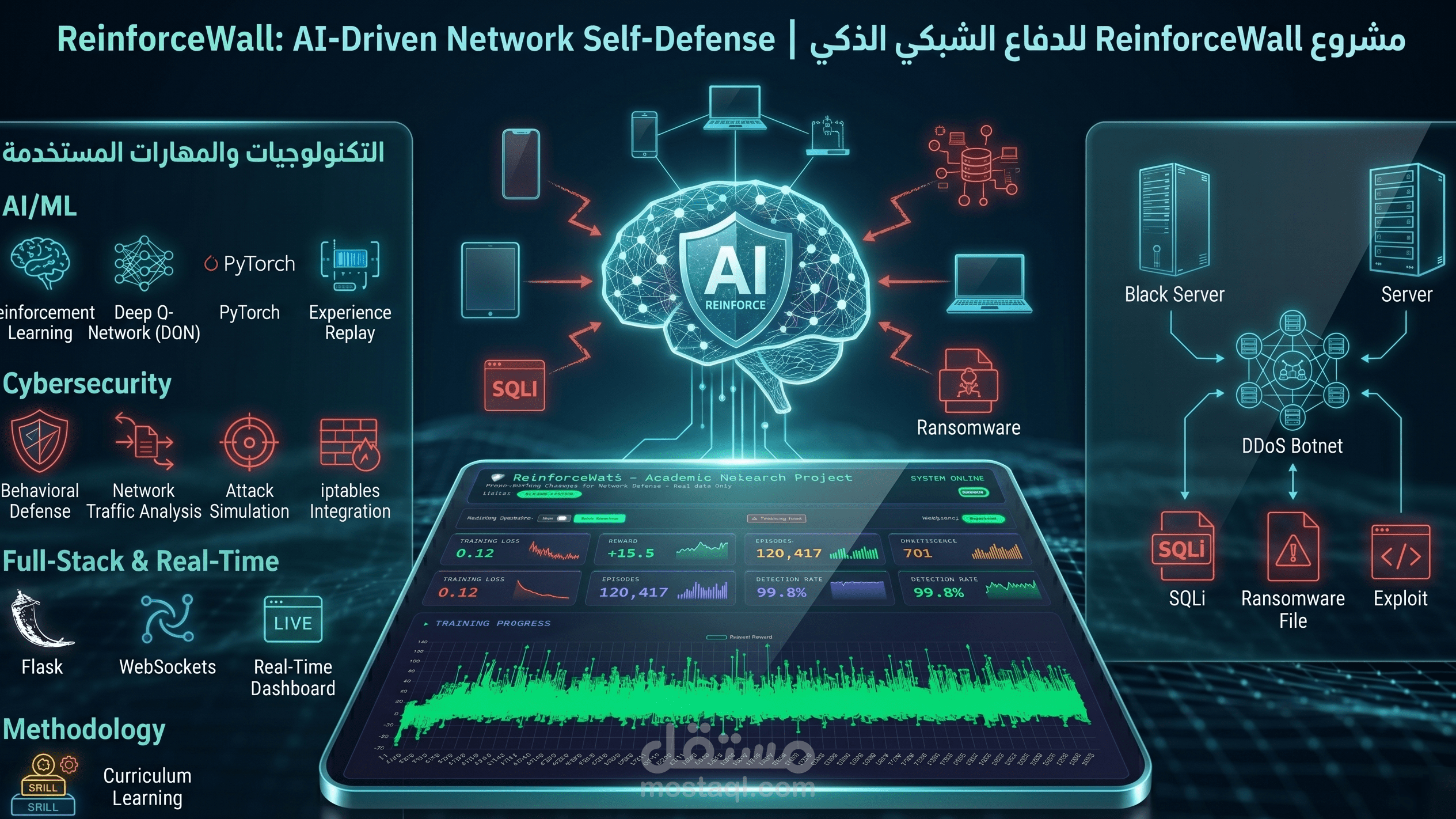ReinforceWall – الدفاع الشبكي بالتعلم المعزز (Python)