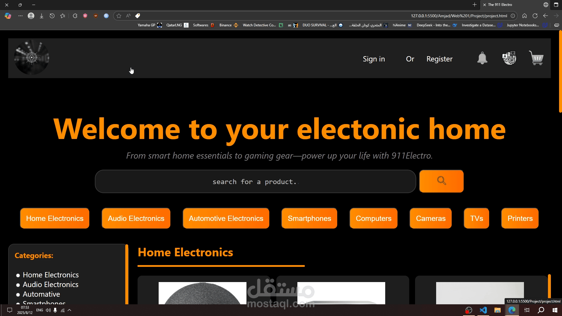Electronic website design