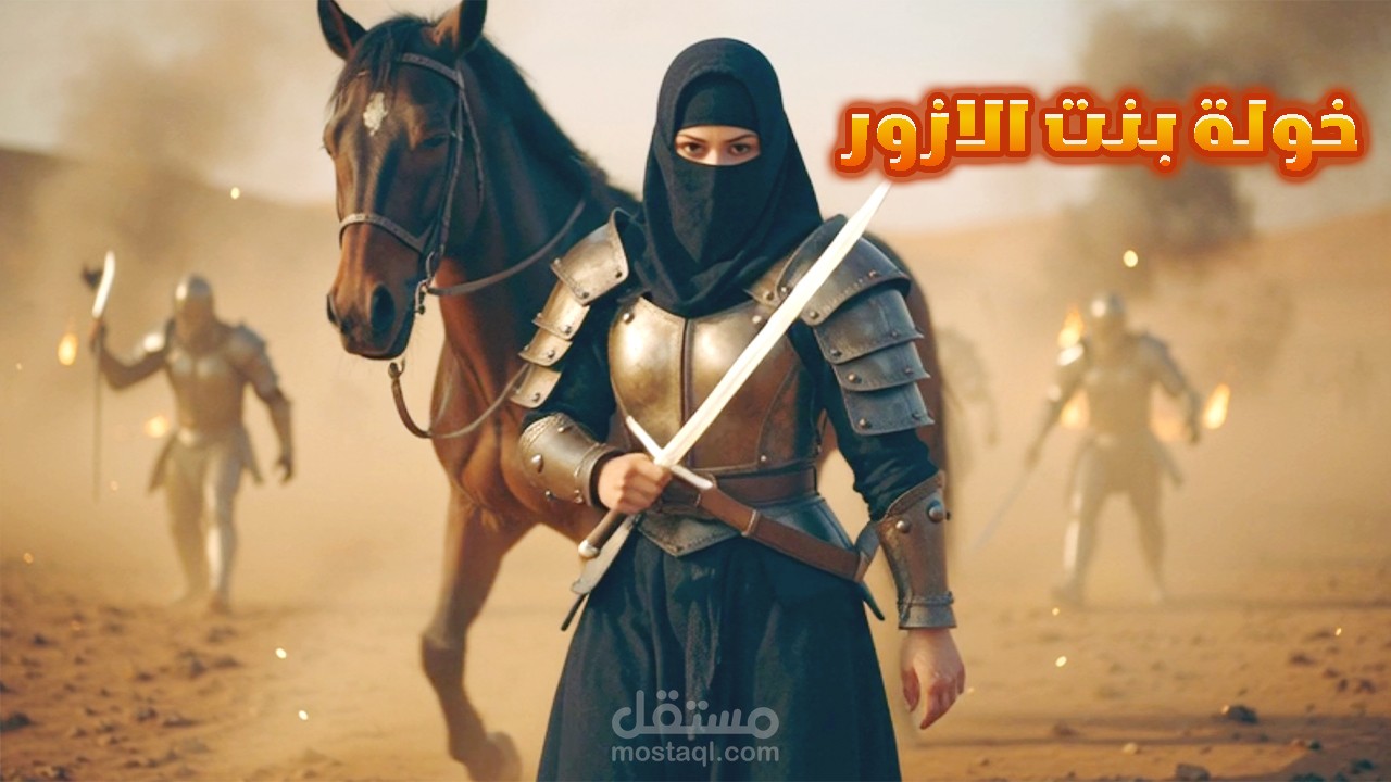 فيديو يوتيوب  بالذكاء الصناعى عن  خولة بنت الازور