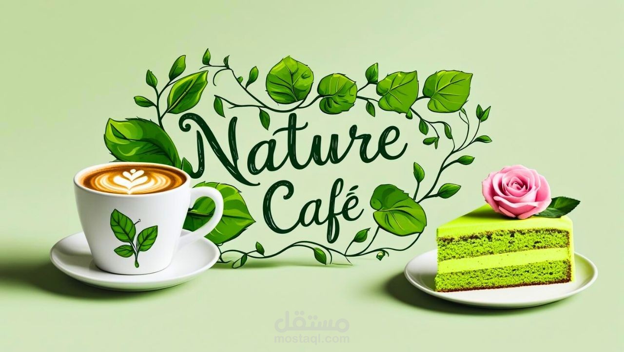تصميم شعار لمقهى Nature Café بطابع نباتي