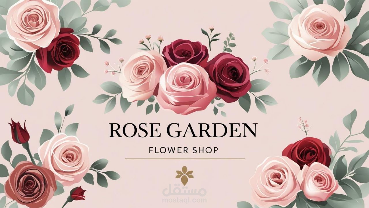 تصميم لوغو لمتجر ورود اسمه Rose Garden