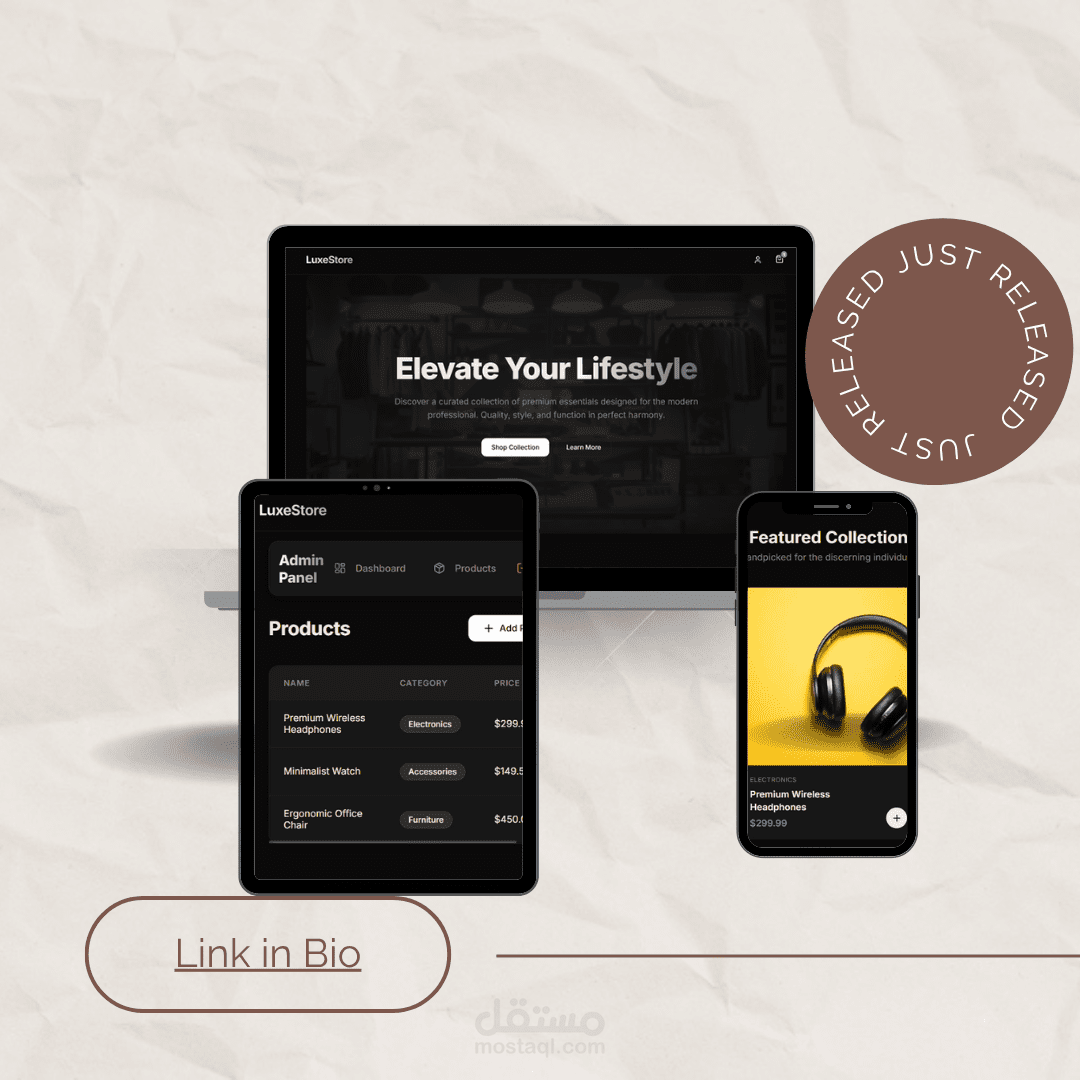 متجر التكروني و لوحة تحكم بالبيانات