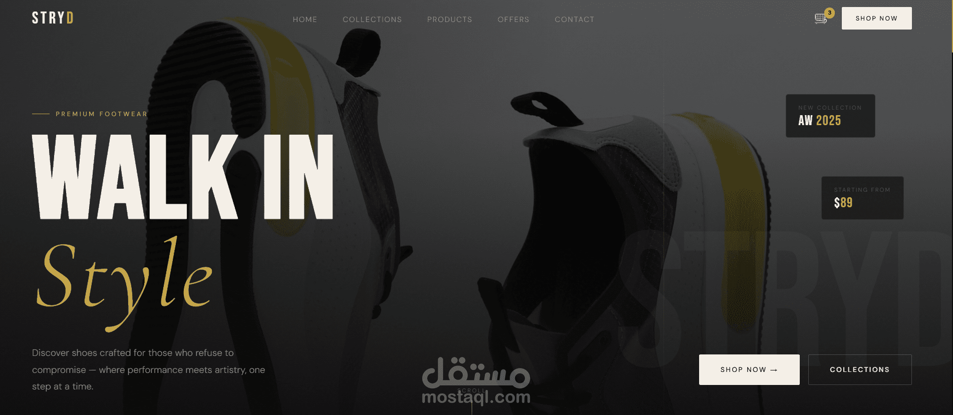 صفحة احترافية لمنتج أحذية باستخدام HTML وCSS