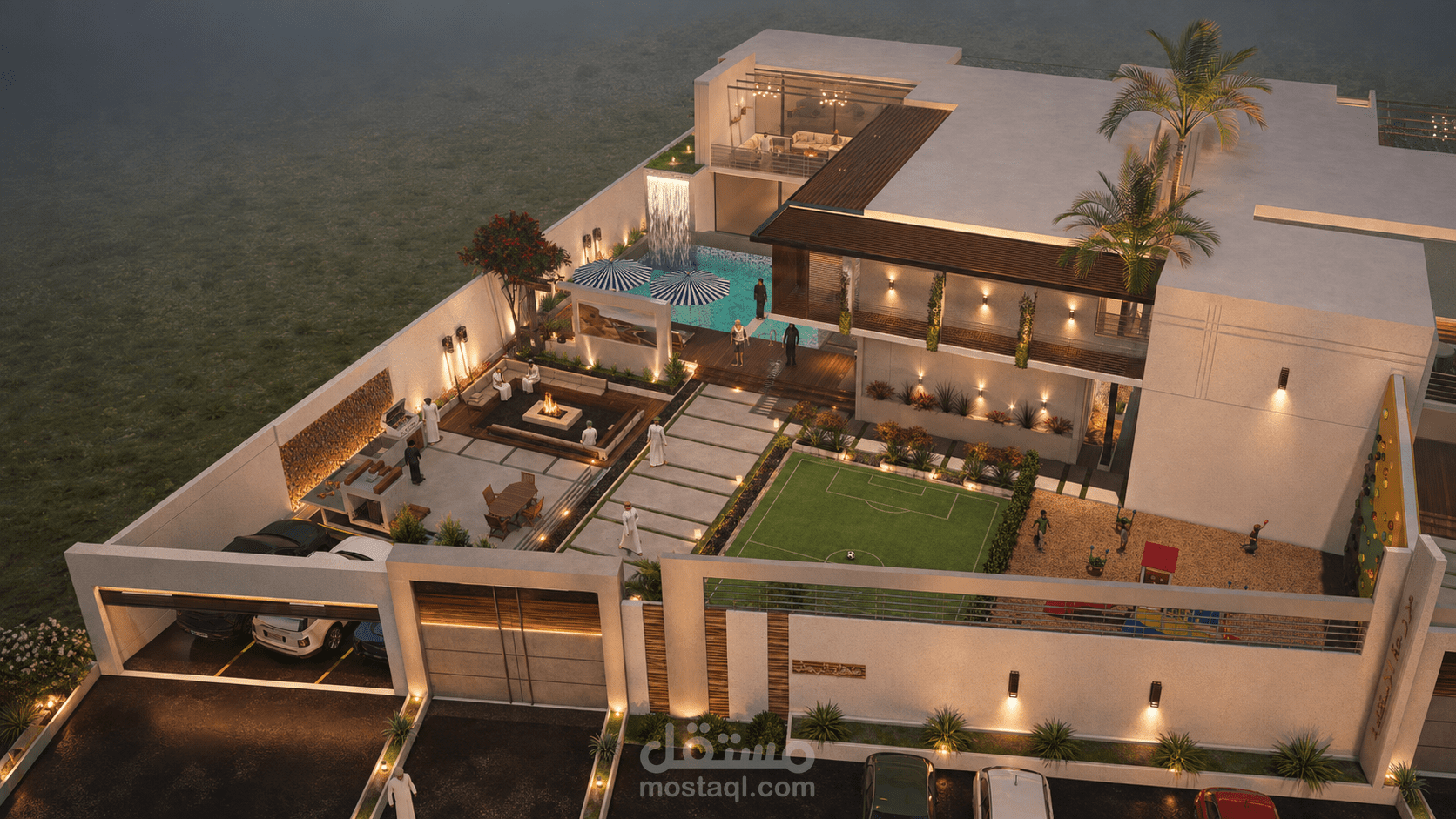 تصميم استراحتين متلاصقتين