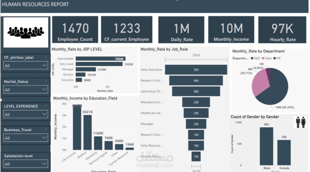 Dashboard  تفاعلية لداتا HR