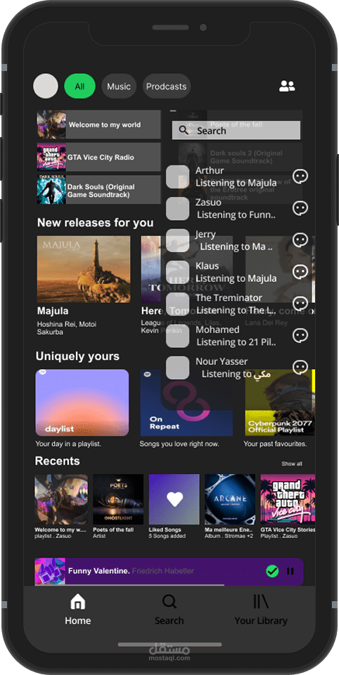 Conceptional messaging feature for spotify