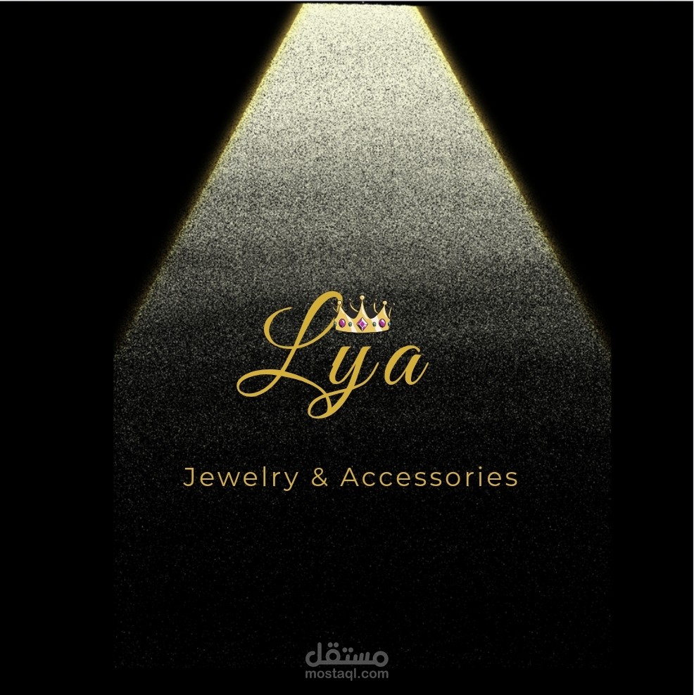 *Lya Jewelry & Accessories*    وشعار التصميم راقي وفخم باللون الذهبي والتاج الملوكي
