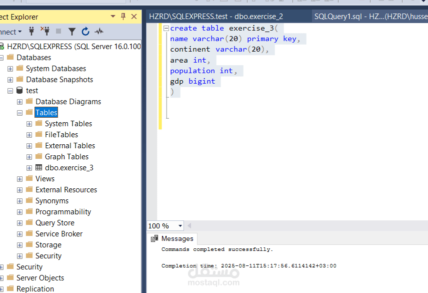 Microsoft SQL server - انشاء قواعد بيانات
