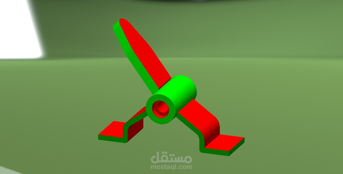 تصميم دعامة ميكانيكية ثلاثية الابعاد ملونة بأستخدام الsolid work