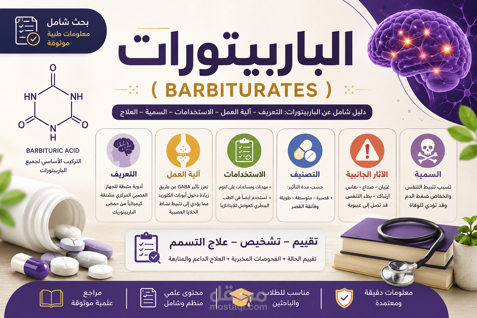 ملف Word شامل عن Barbiturates | التعريف، الاستخدامات، السمية والعلاج