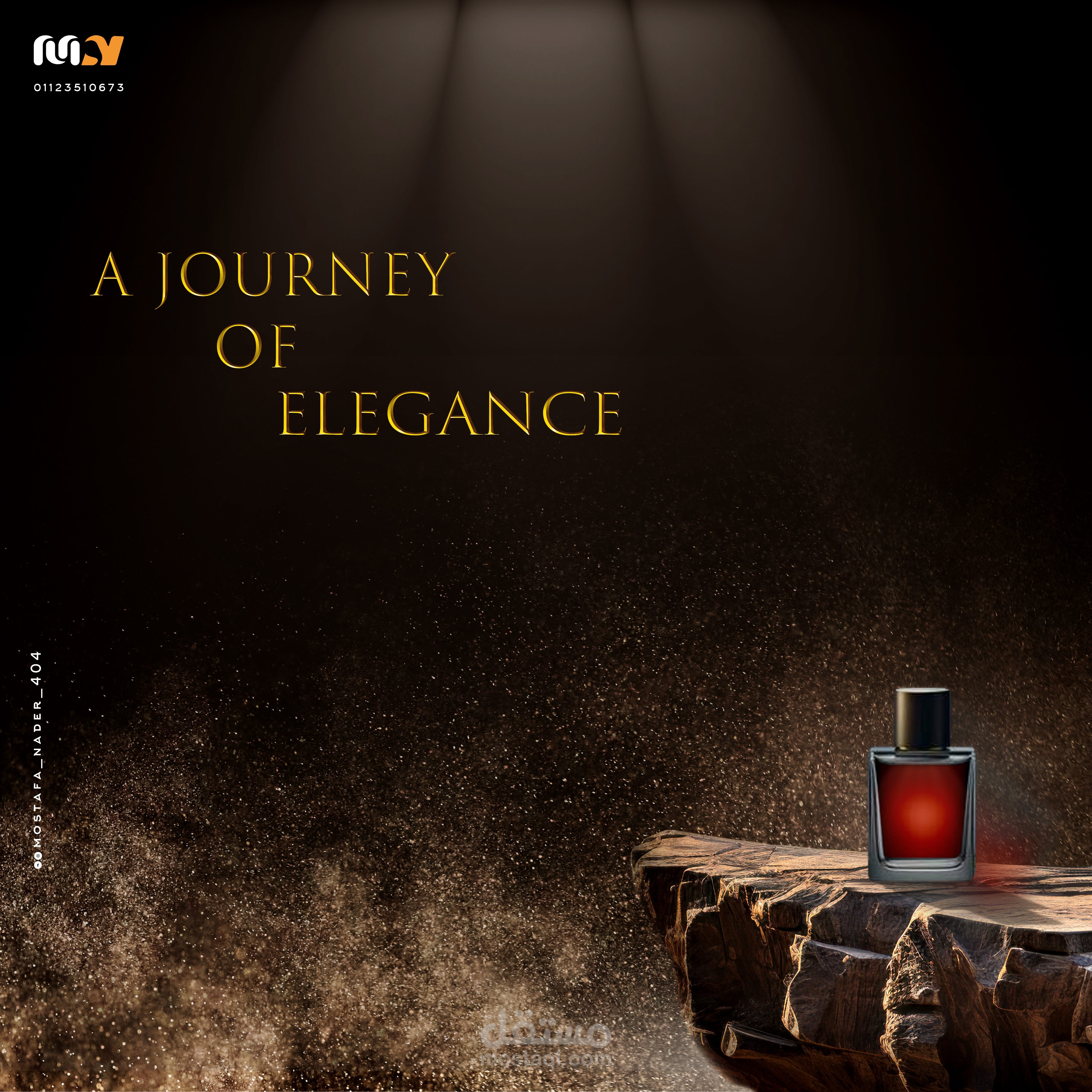 التصميم يعرض فكرة راقية ومترفة، ويعتمد على أسلوب بصري أنيق لجذب الانتباه لمنتج من أهم المنتجات وهي زجاجة عطر