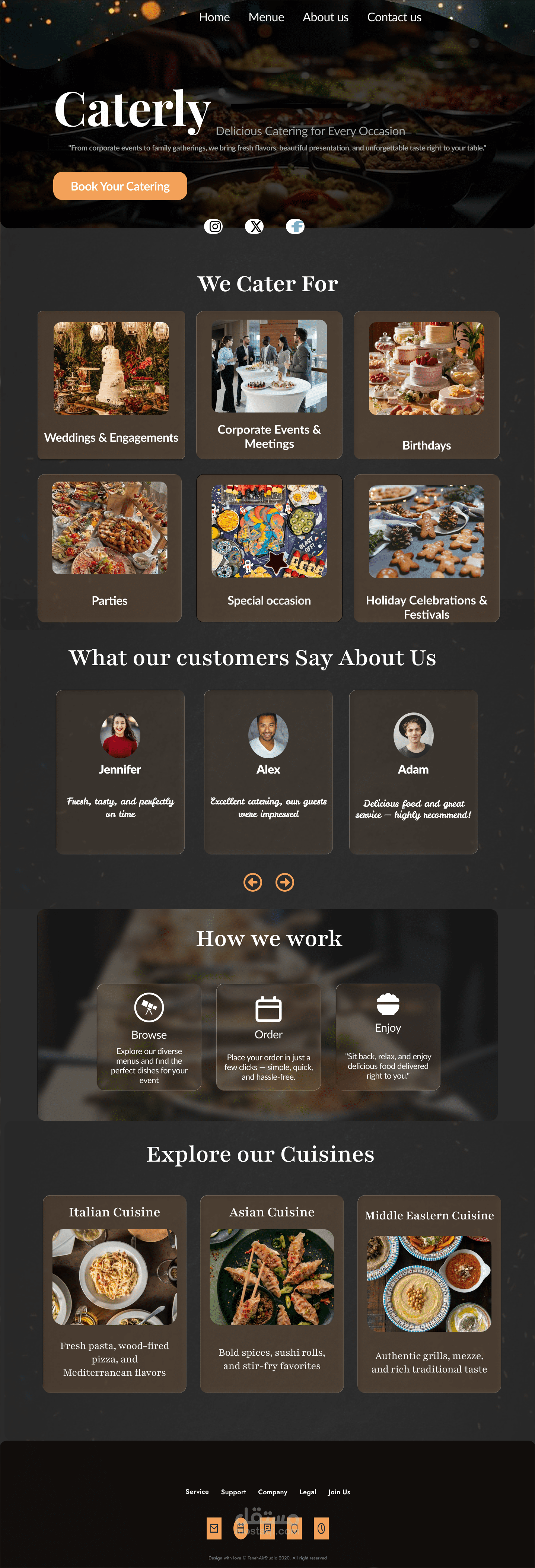 تصميم صفحة هبوط (Landing Page) لشركة Catering