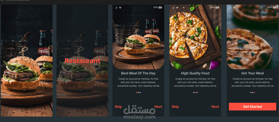 splash / onboarding screens for Restaurant