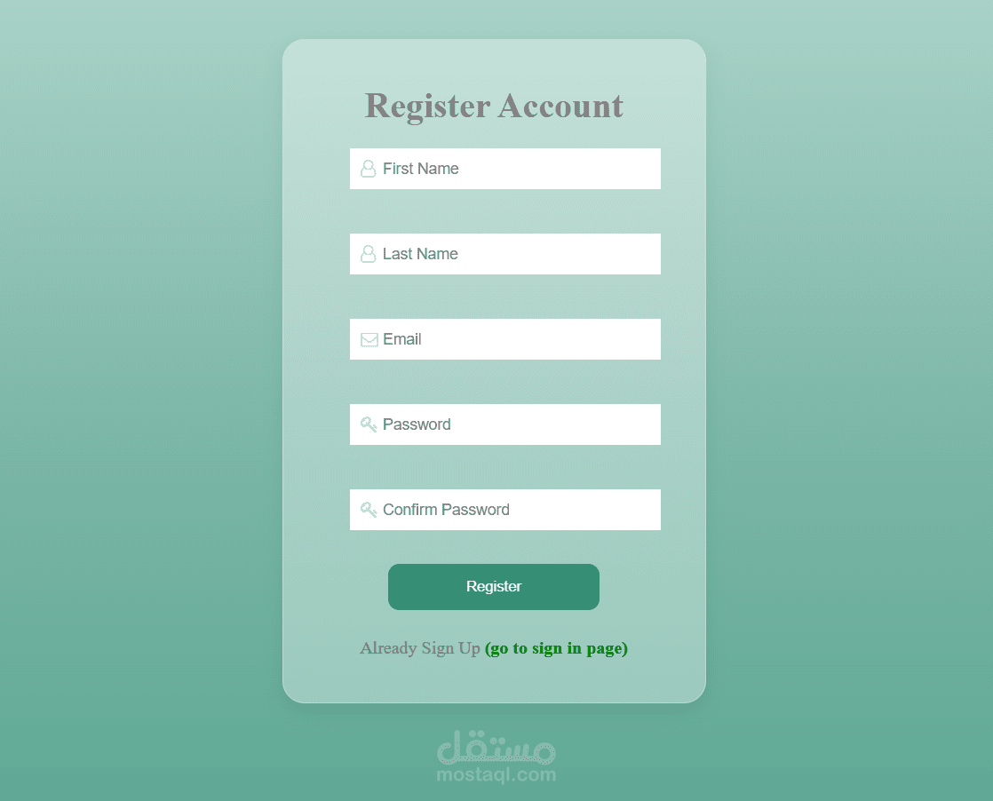 تطوير صفحة تسجيل احترافية (Registration Page) بتصميم متجاوب وأنيق