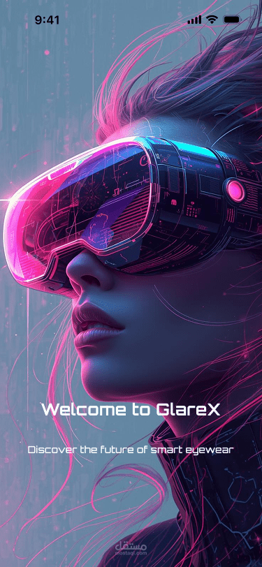 تصميم واجهة وتجربة مستخدم لتطبيق GlareX الخاص بنظارات AR/VR