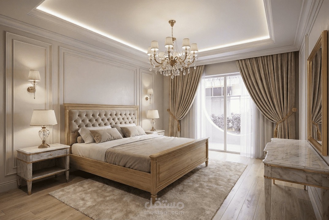 تصميم داخلى لغرفة نوم نيوكلاسيك