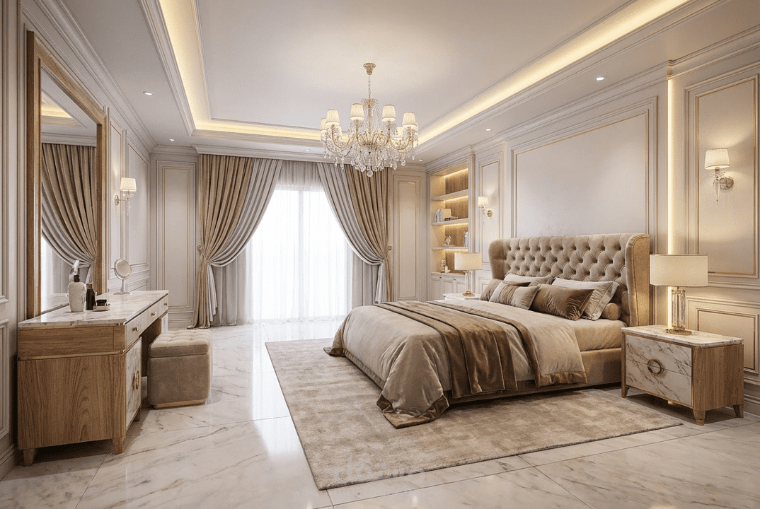 تصميم غرفة نوم نيوكلاسيك