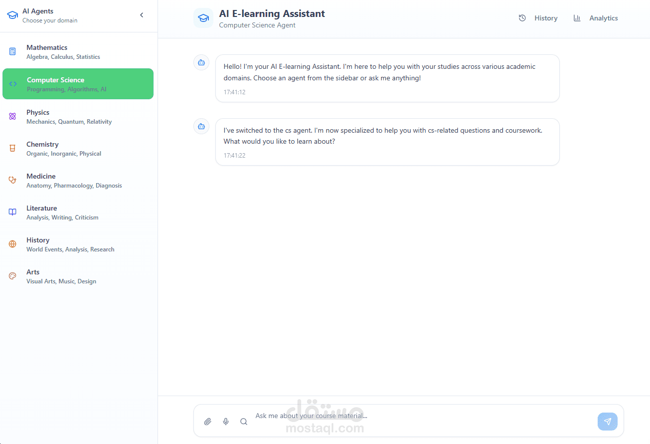 AI Assistant for E-learning