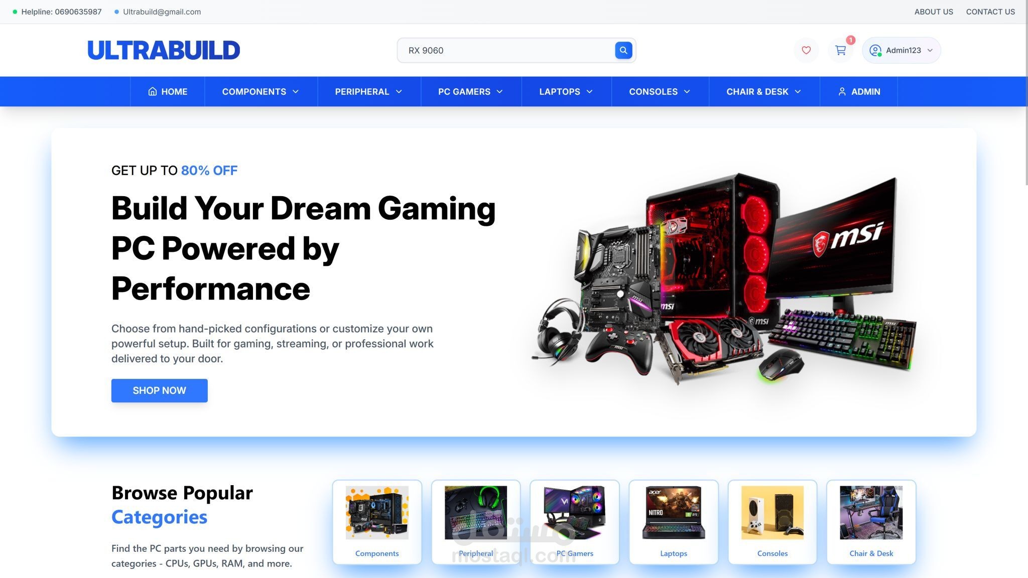 UltraBuild Ecommerce Website